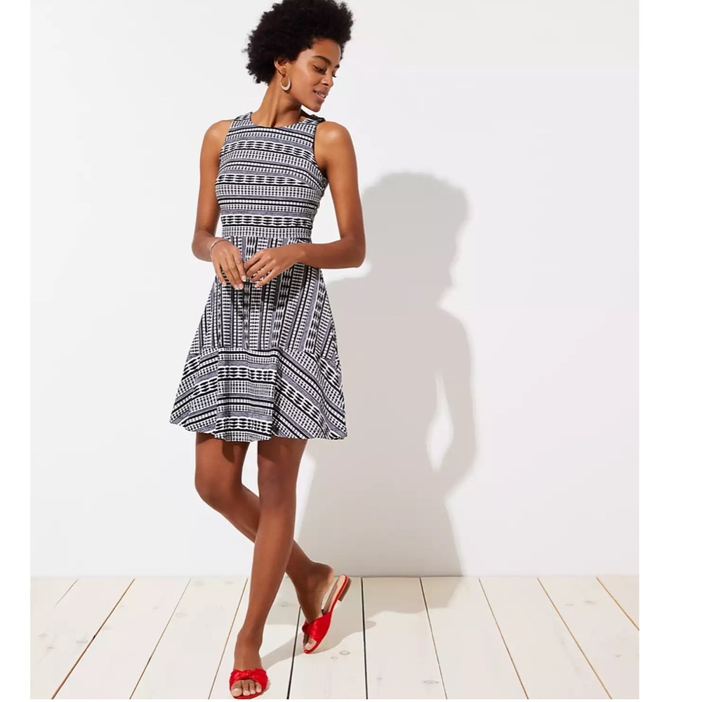 Loft‎ Geo Textured Flare Dress